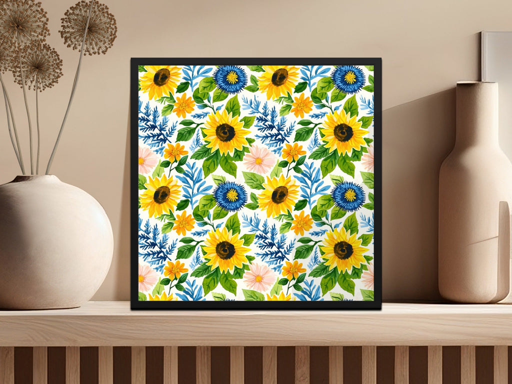 Fall Seamless Watercolor Sunflower Floral Repeat Pattern Garden Illustration - Moore and Mountain