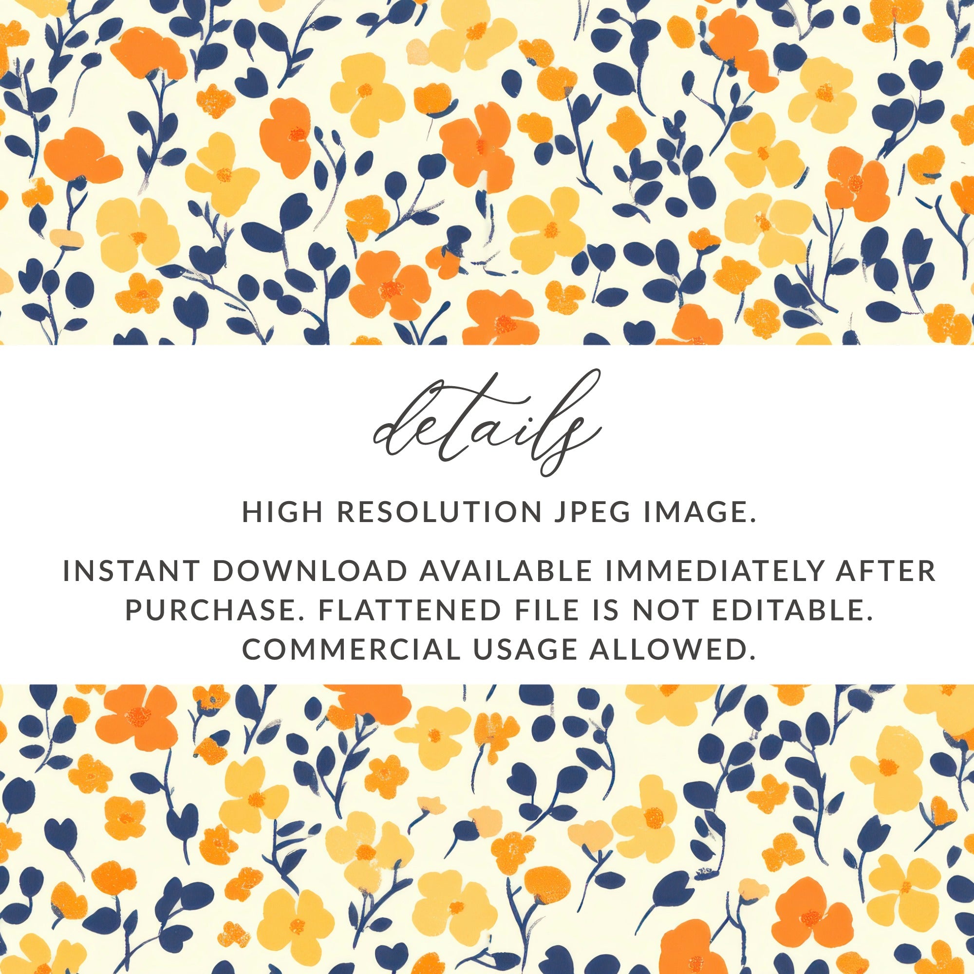 High Resolution Floral Pattern JPEG Instant Download