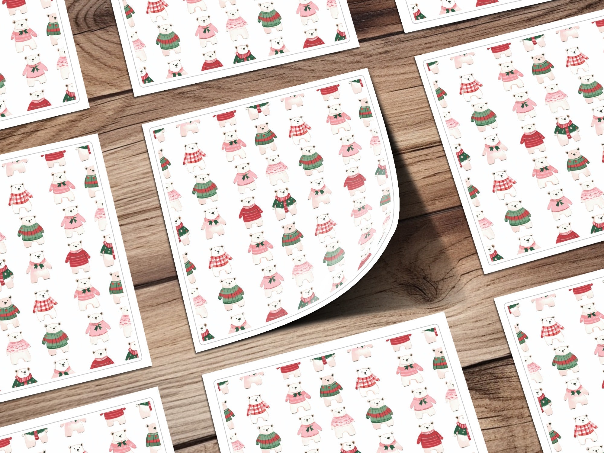 Festive Bears In Sweaters Christmas Themed Seamless Pattern Digital - Moore and Mountain