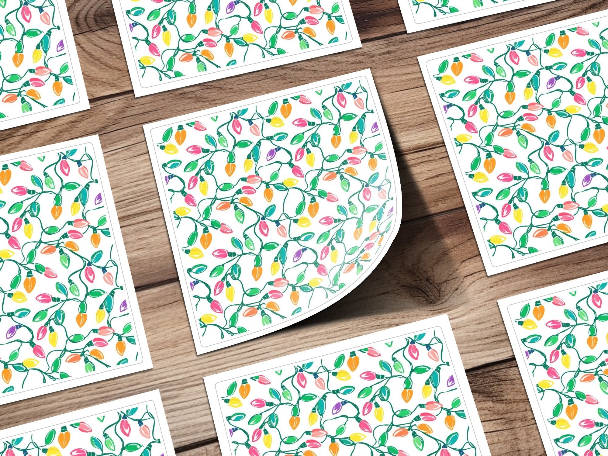 Festive Colorful Christmas Lights Seamless Pattern on String Pattern Digital - Moore and Mountain