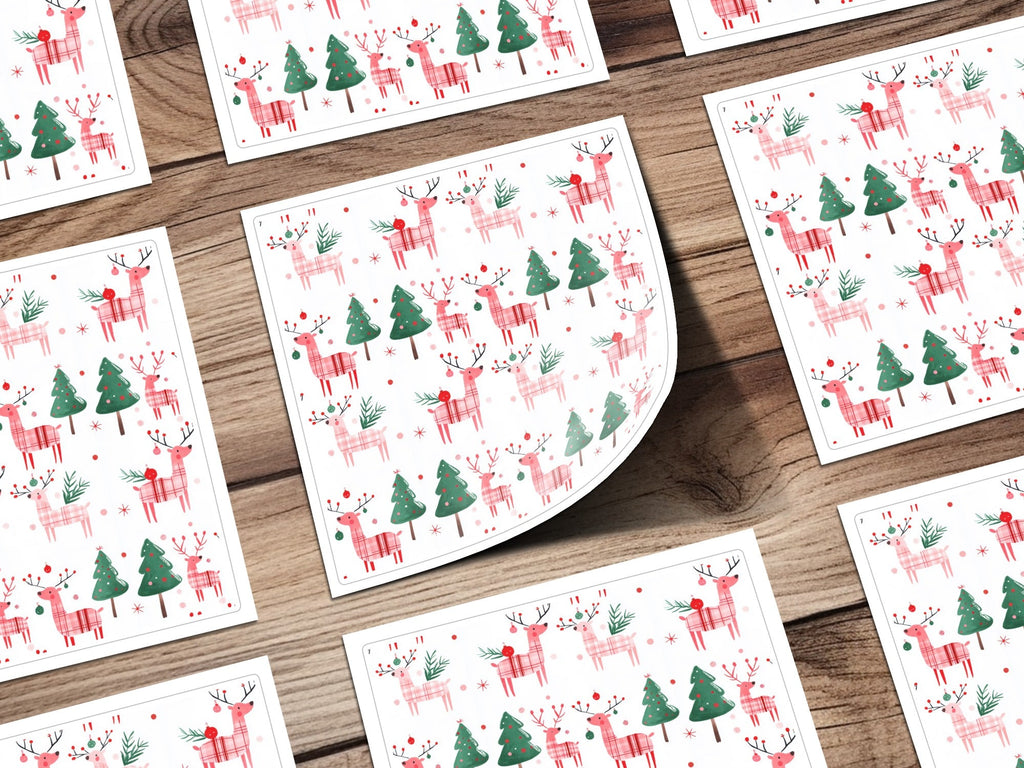 Festive Deer Christmas Trees Pattern Holiday Design Digital - Moore and Mountain