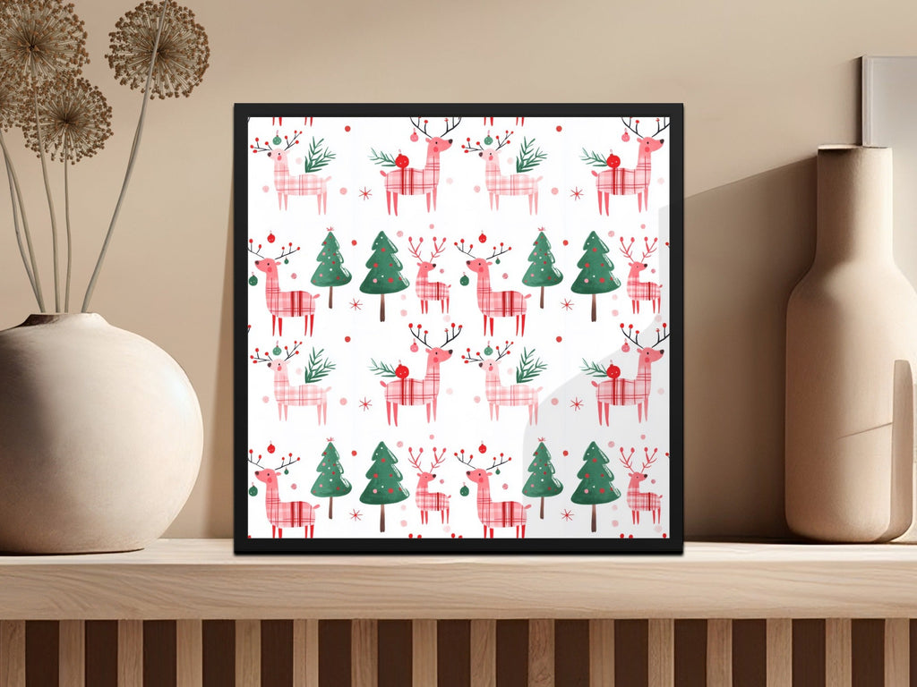 Festive Deer Christmas Trees Pattern Holiday Design Digital - Moore and Mountain