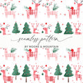 Festive Deer Christmas Trees Pattern Holiday Design Digital - Moore and Mountain