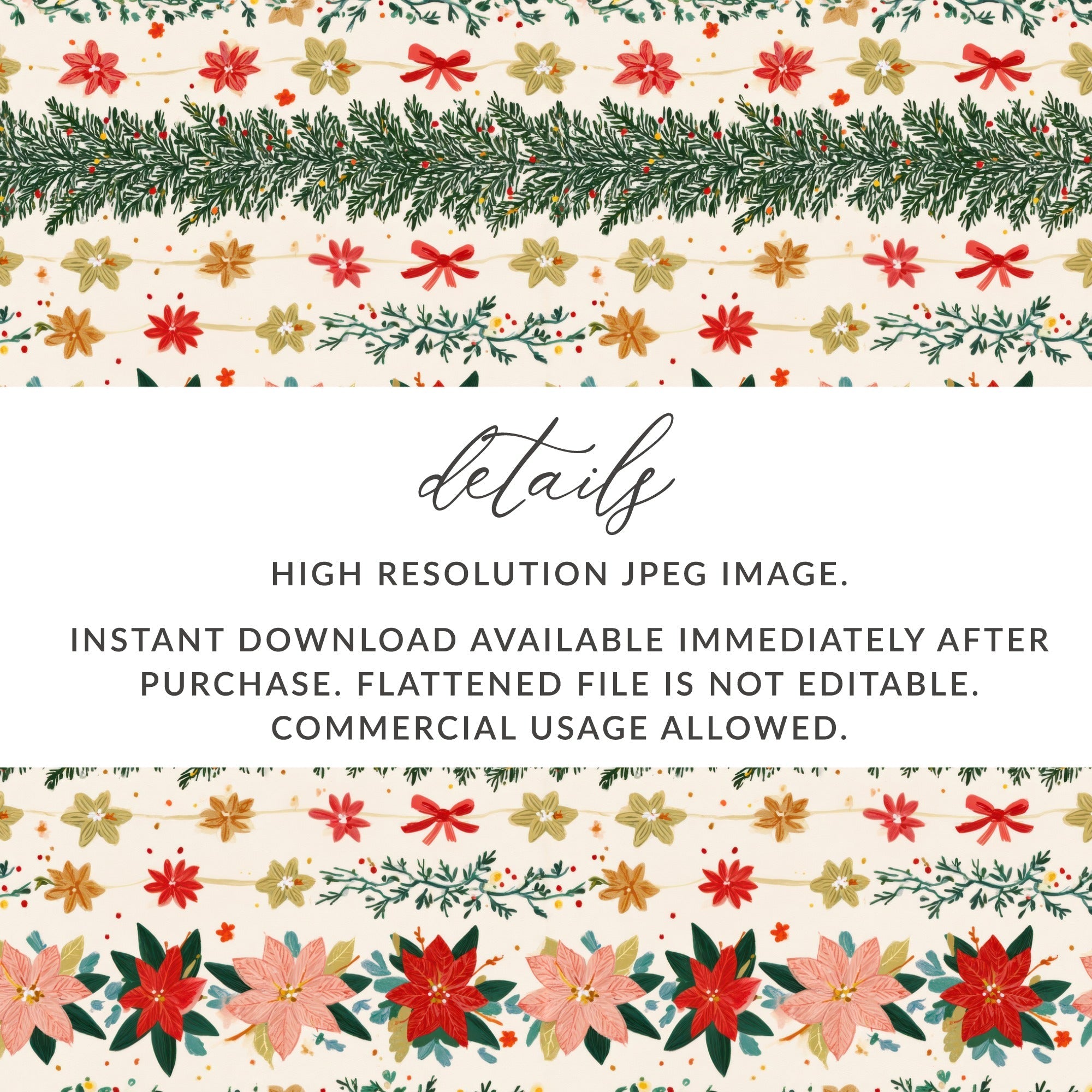 Festive Floral Christmas Theme Design Celebration Time Digital - Moore and Mountain