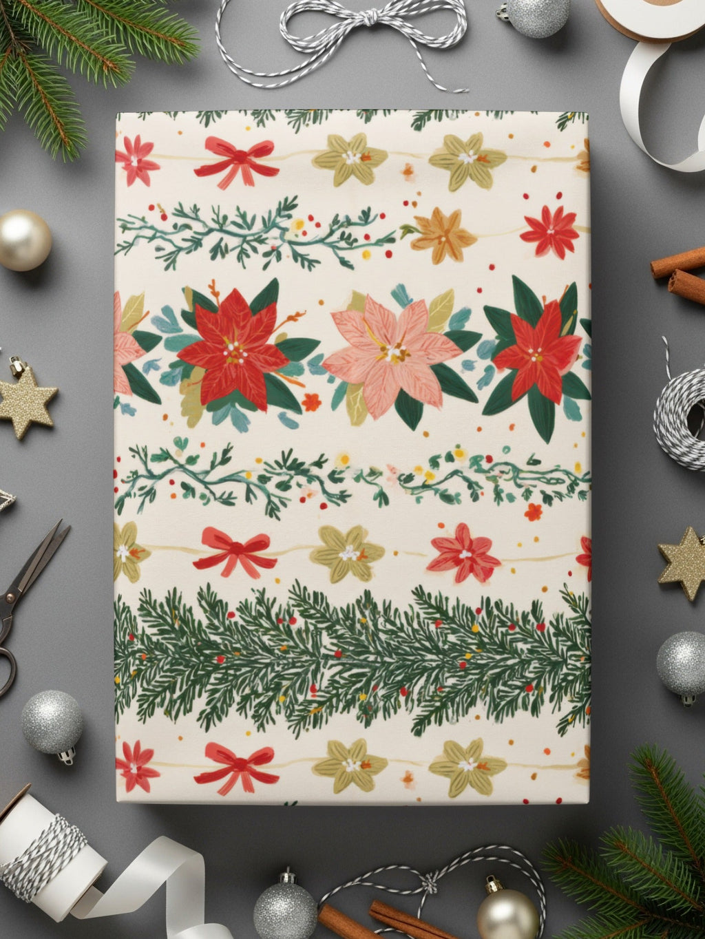 Festive Floral Christmas Theme Design Celebration Time Digital - Moore and Mountain