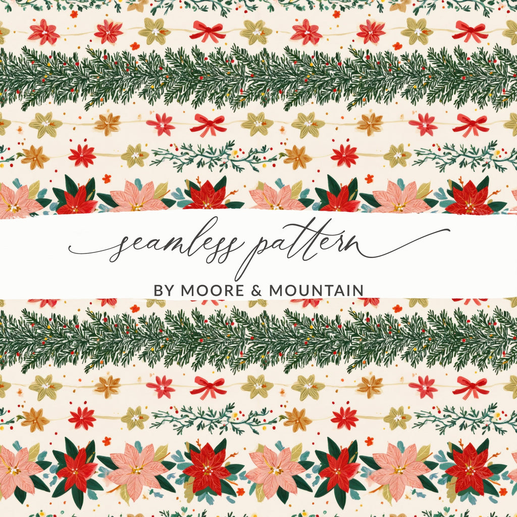 Festive Floral Christmas Theme Design Celebration Time Digital - Moore and Mountain
