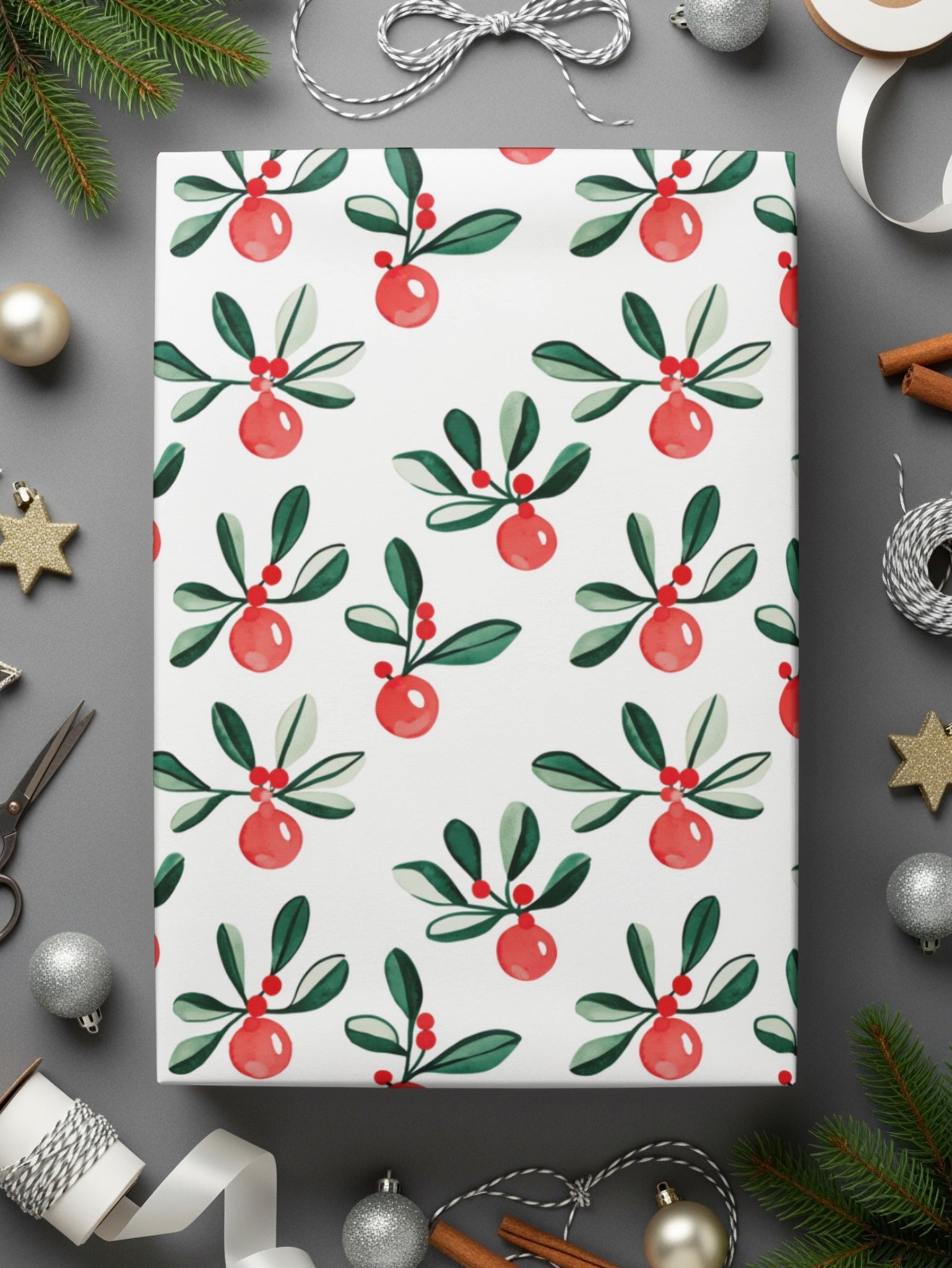 Festive Floral Delight with Ornaments for Winter Season Digital - Moore and Mountain