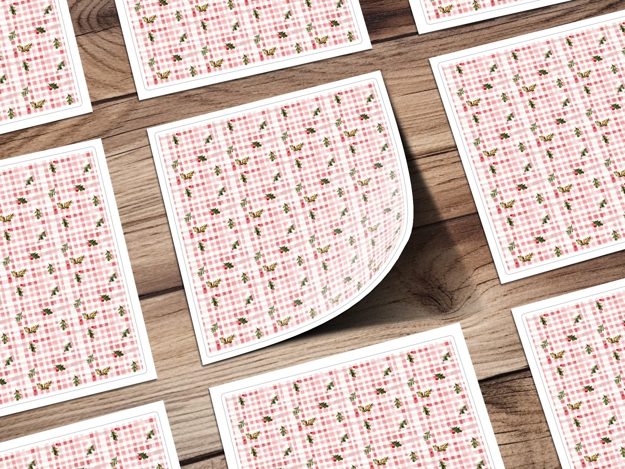 Festive Holly Berries On Plaid Background Great Gift Digital - Moore and Mountain
