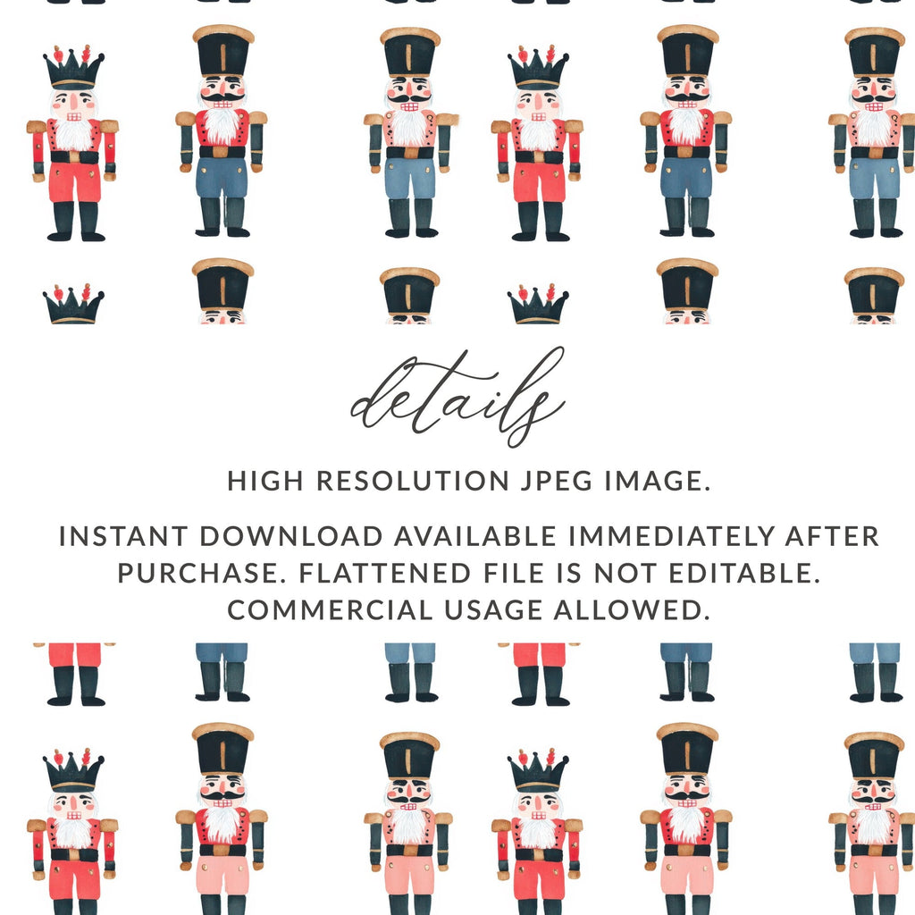 Festive Nutcracker Soldiers Watercolor Pattern Repeating Digital - Moore and Mountain