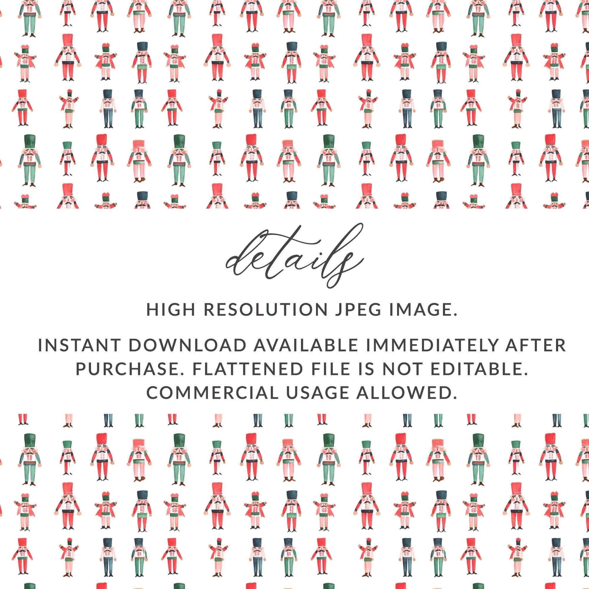 Festive Nutcrackers Pattern Repeating Background Image Digital - Moore and Mountain