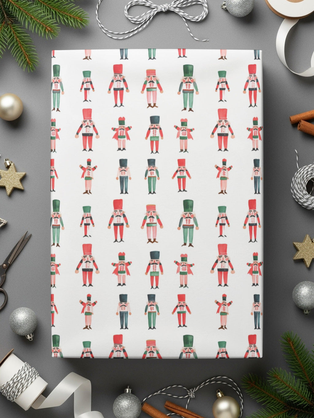 Festive Nutcrackers Pattern Repeating Background Image Digital - Moore and Mountain