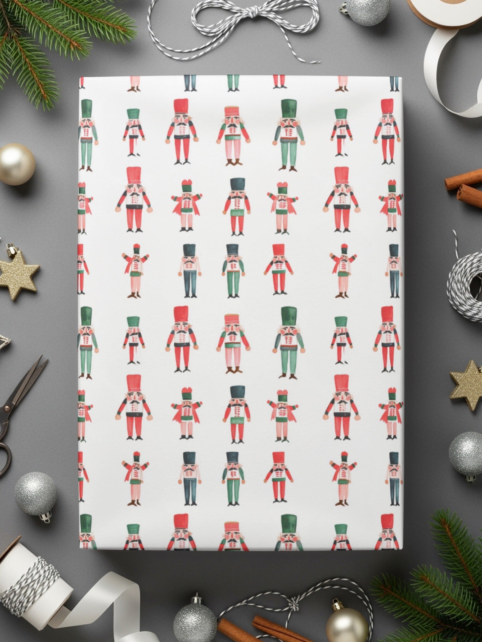 Festive Nutcrackers Pattern Repeating Background Image Digital - Moore and Mountain