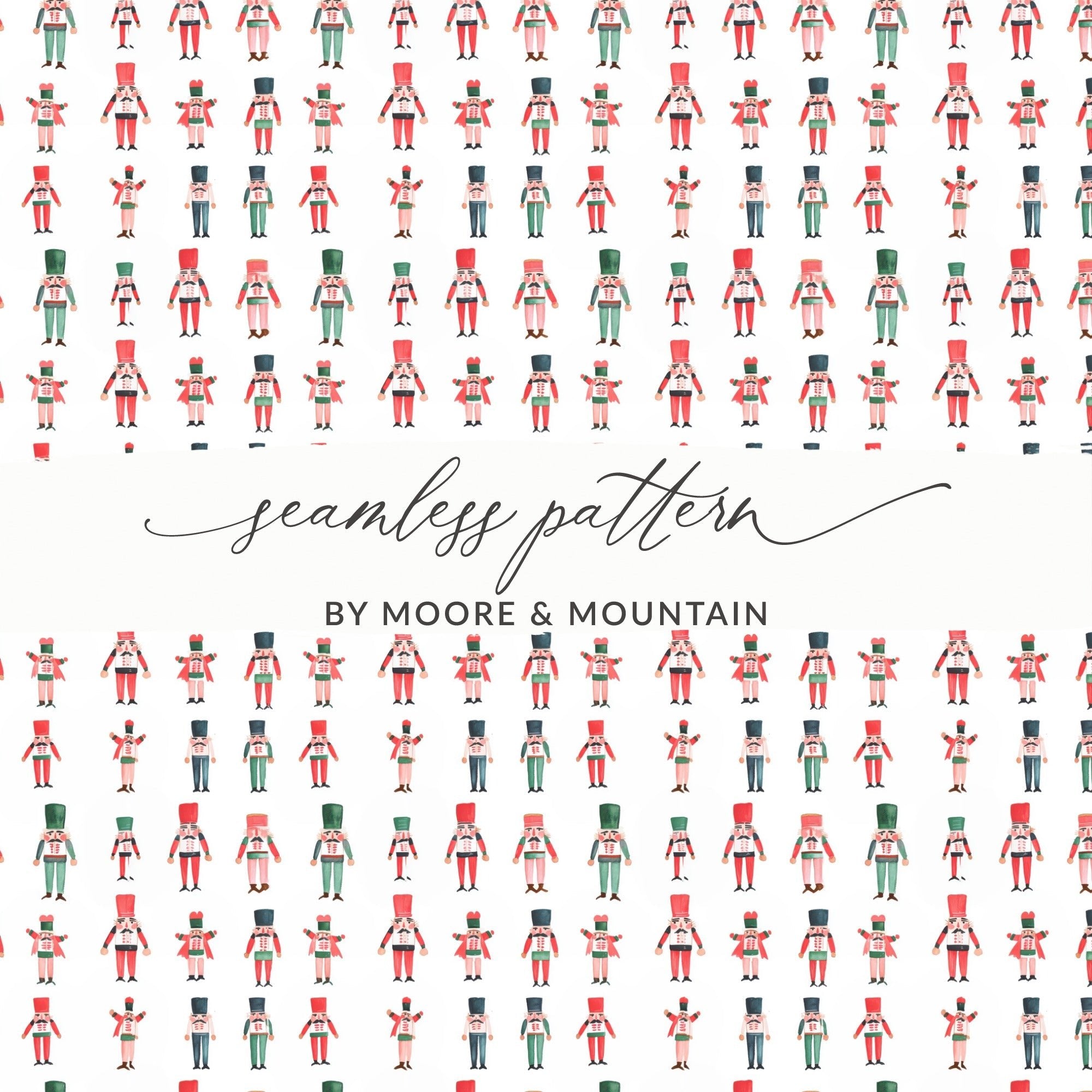 Festive Nutcrackers Pattern Repeating Background Image Digital - Moore and Mountain