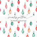 Festive Ornament Delight Watercolor Christmas Pattern Digital - Moore and Mountain