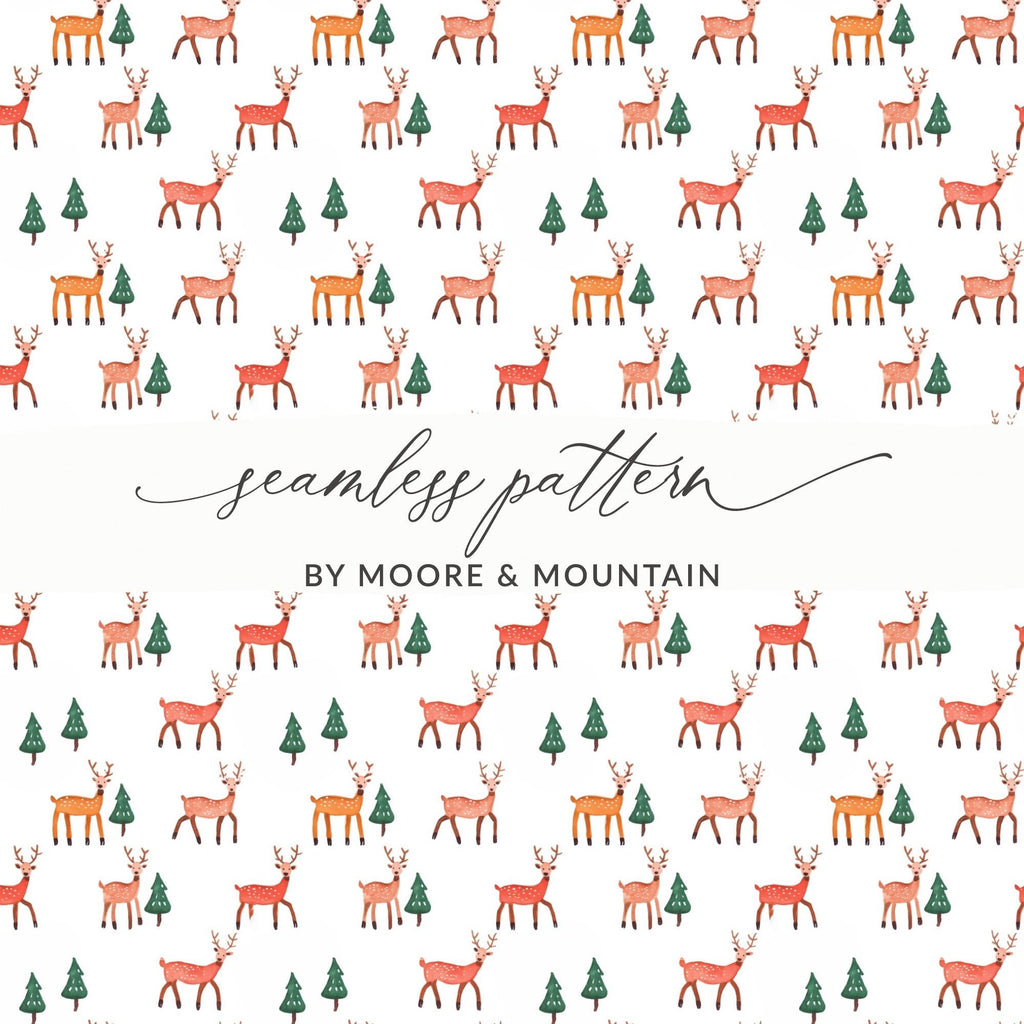 Festive Reindeer Forest Pattern Design Inspiration Digital - Moore and Mountain