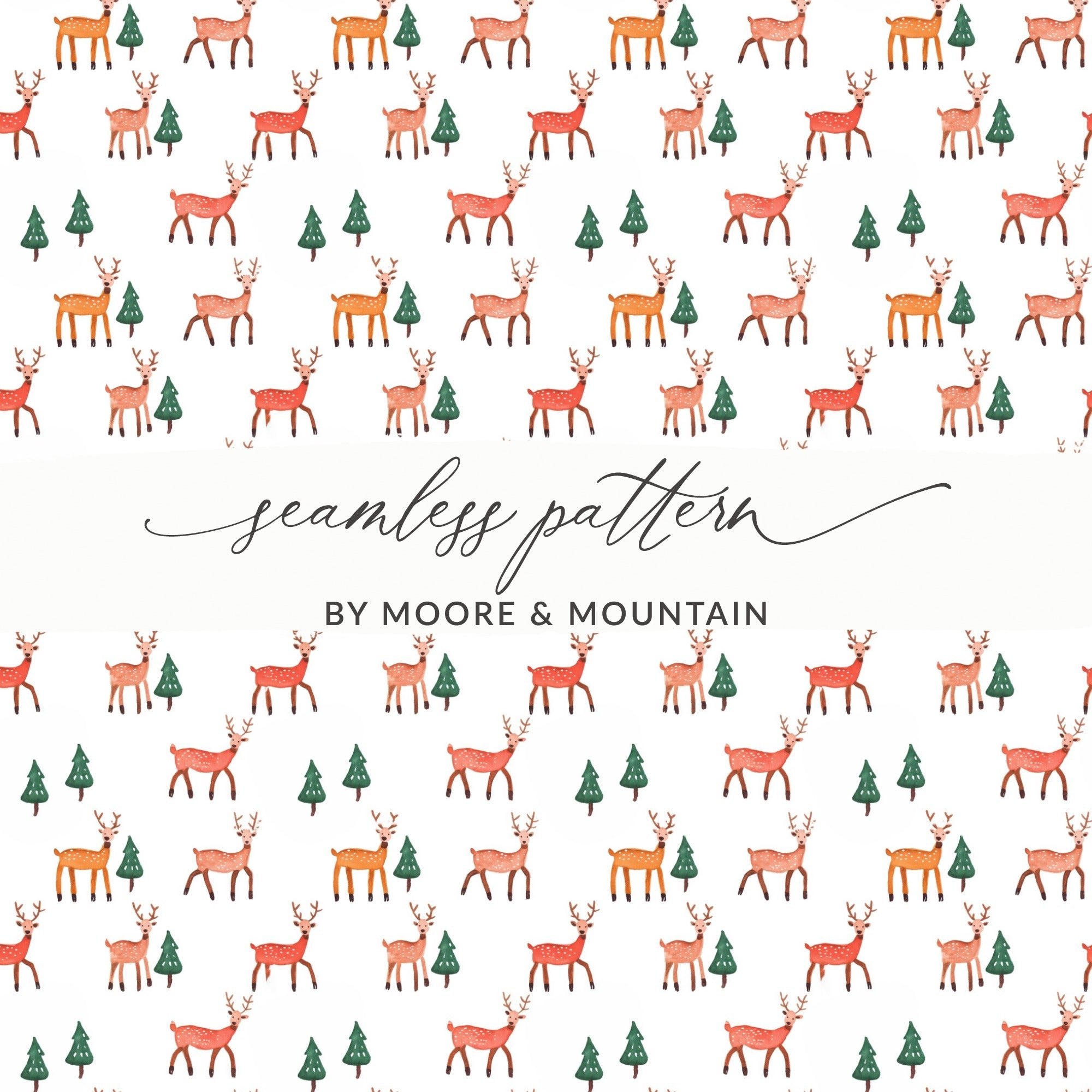 Festive Reindeer Forest Pattern Design Inspiration Digital - Moore and Mountain