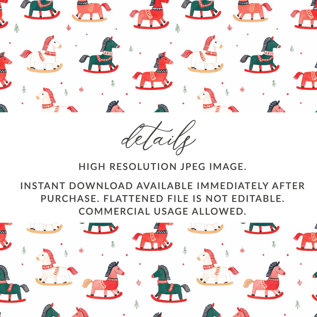 Festive Rocking Horse Christmas Pattern Lovely Holidays Digital - Moore and Mountain
