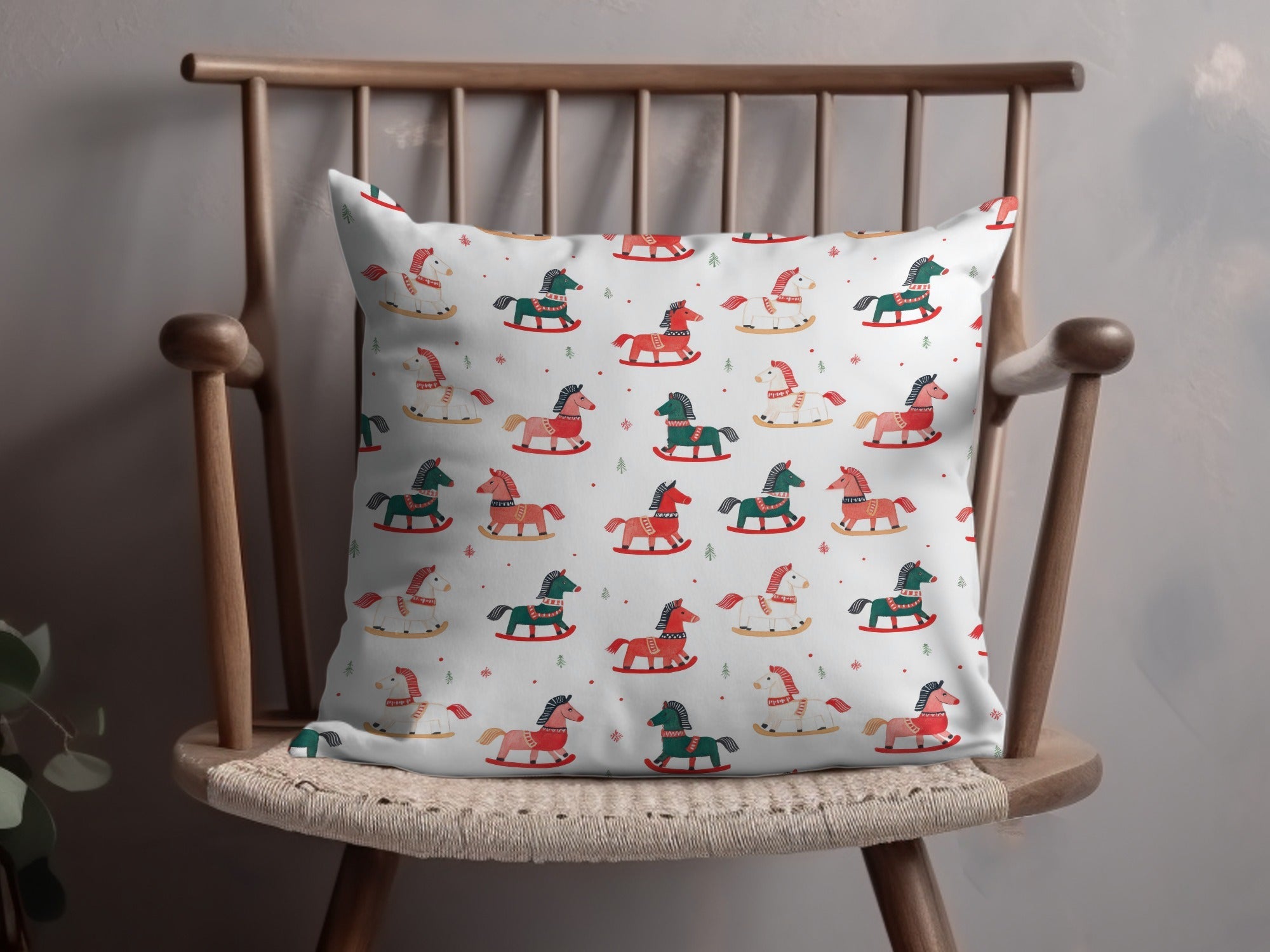 Festive Rocking Horse Christmas Pattern Lovely Holidays Digital - Moore and Mountain