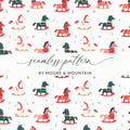 Festive Rocking Horse Christmas Pattern Lovely Holidays Digital - Moore and Mountain