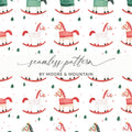Festive Rocking Horse and Christmas Trees Pattern Digital - Moore and Mountain