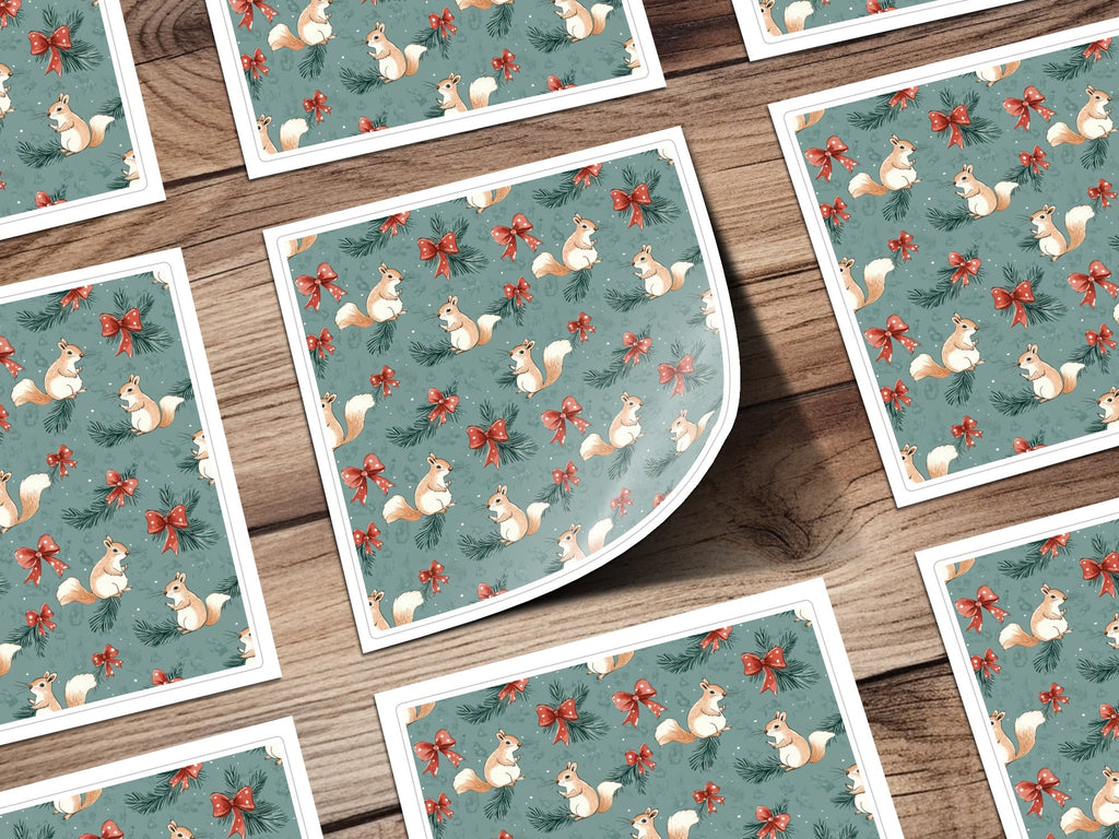 Festive Squirrels On Pine Branches Christmas Pattern Digital - Moore and Mountain