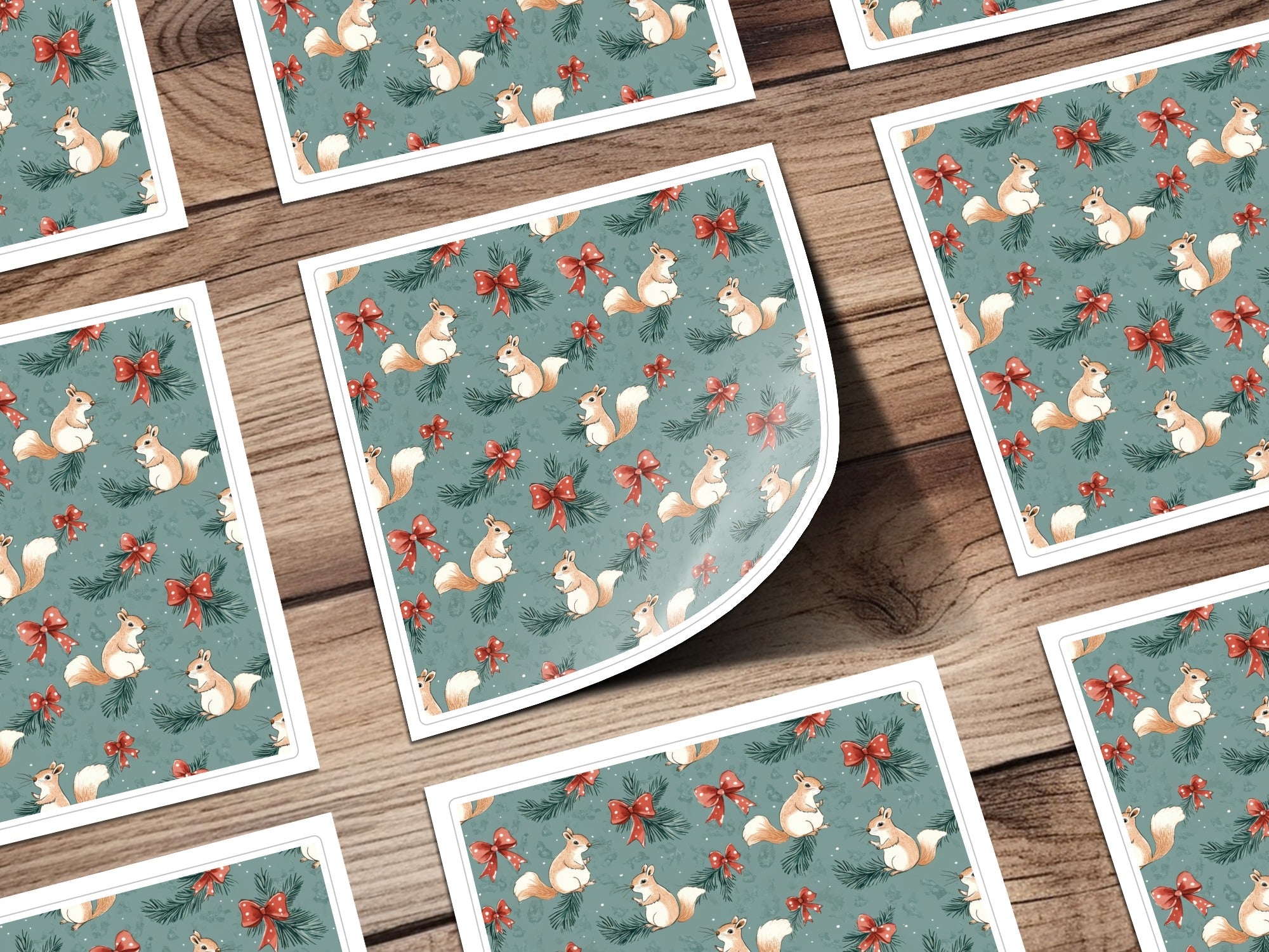 Festive Squirrels On Pine Branches Christmas Pattern Digital - Moore and Mountain