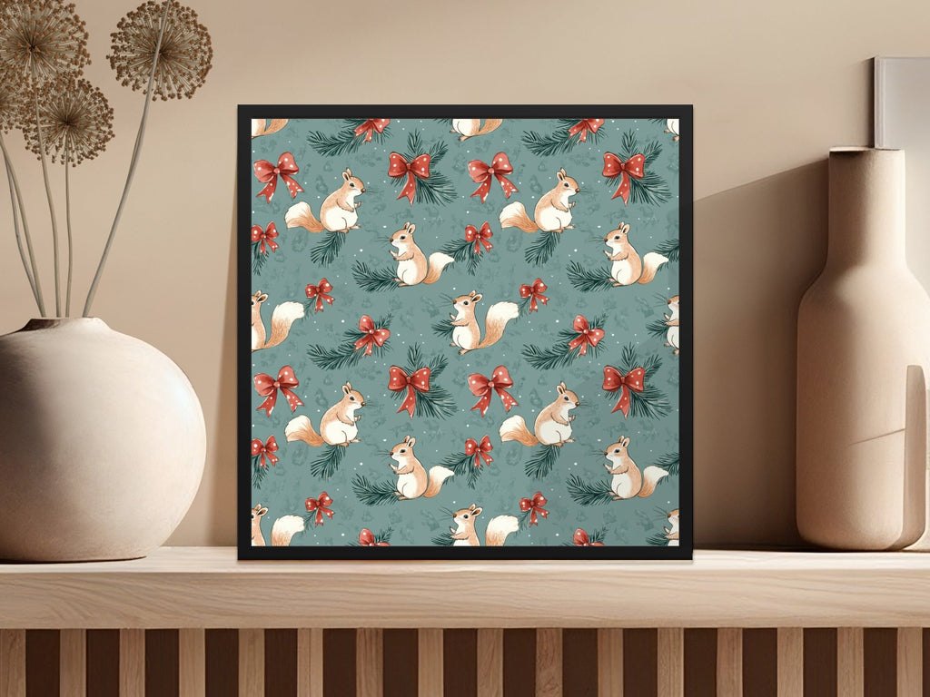 Festive Squirrels On Pine Branches Christmas Pattern Digital - Moore and Mountain