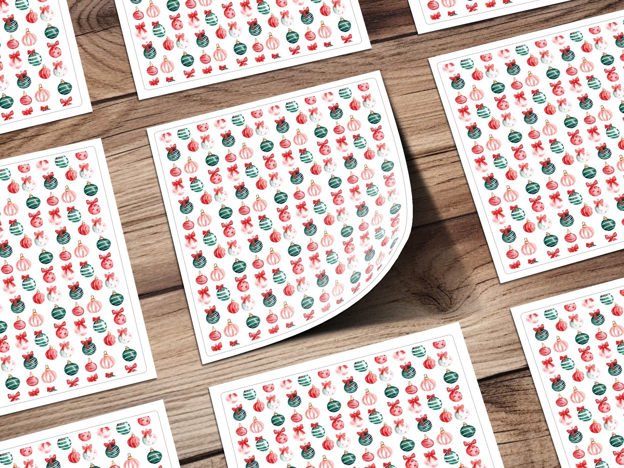 Festive Watercololor Christmas Ornaments Repeated Pattern Celebration Decorations Digital - Moore and Mountain