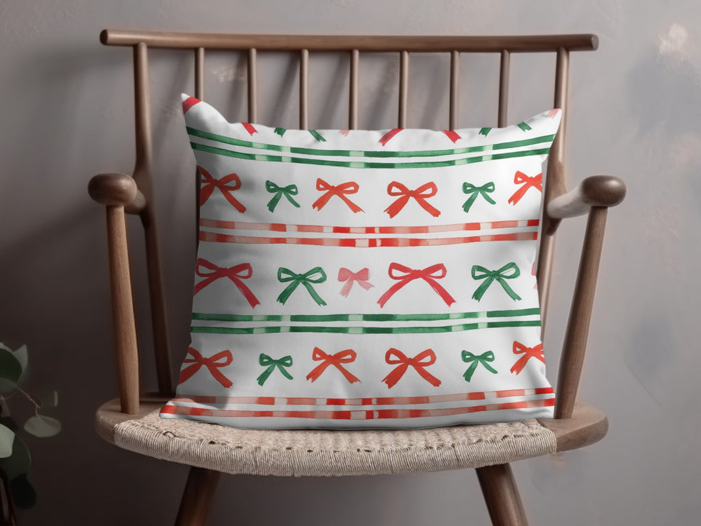 Festive Watercolor Bows and Stripes Pattern Digital - Moore and Mountain