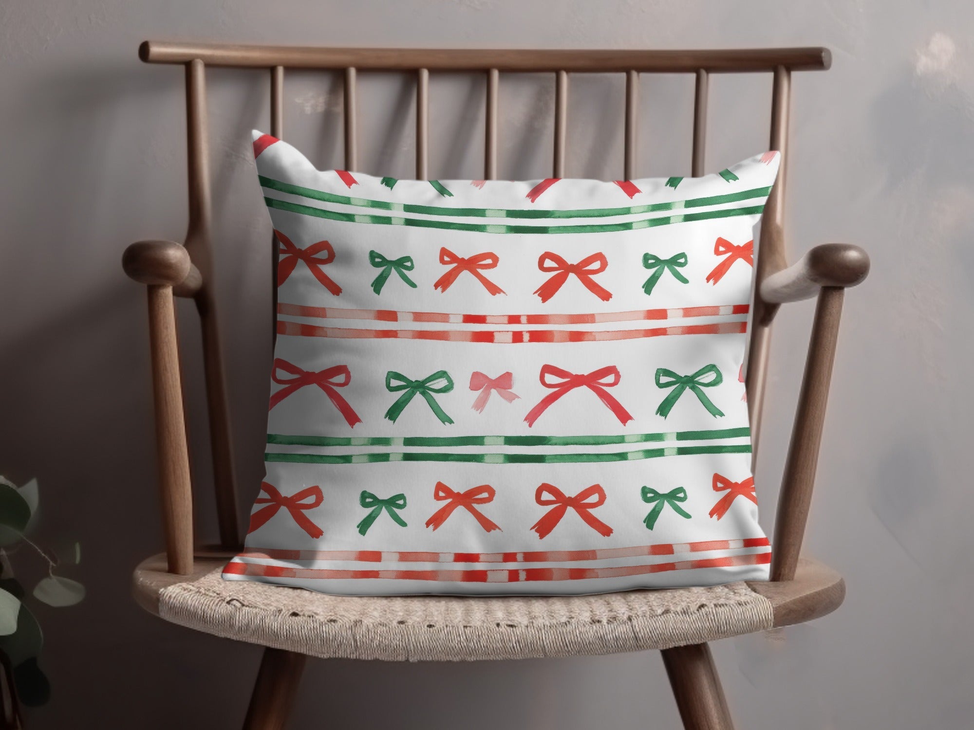 Festive Watercolor Bows and Stripes Pattern Digital - Moore and Mountain