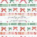 Festive Watercolor Bows and Stripes Pattern Digital - Moore and Mountain