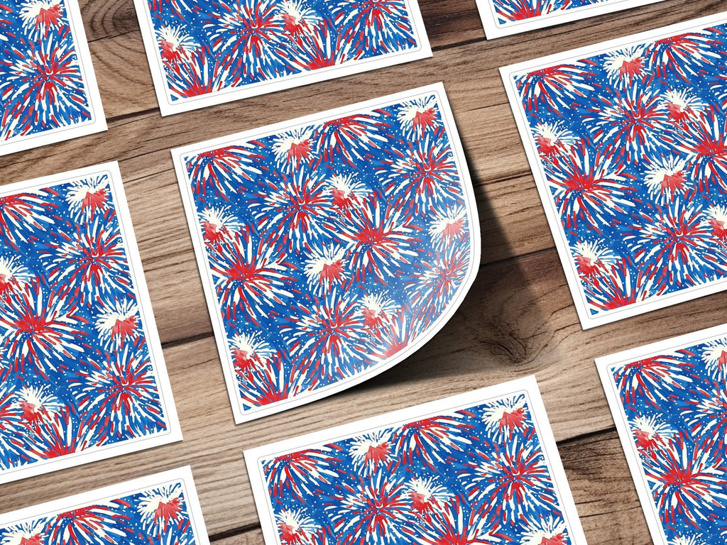 Fireworks Digital Paper, Patriotic Seamless Pattern, 4th of July Digital Download, Fabric Design, Scrapbooking Paper, Red White and Blue - Moore and Mountain