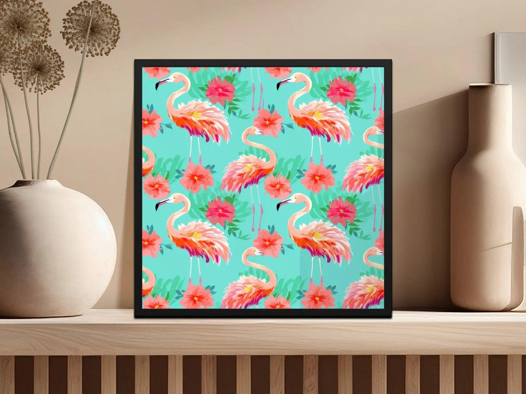 Flamingo Seamless Pattern Digital Paper, Tropical Flamingo Print, Summer Flamingo Digital, Colorful Repeat Pattern, Floral Flamingo File - Moore and Mountain