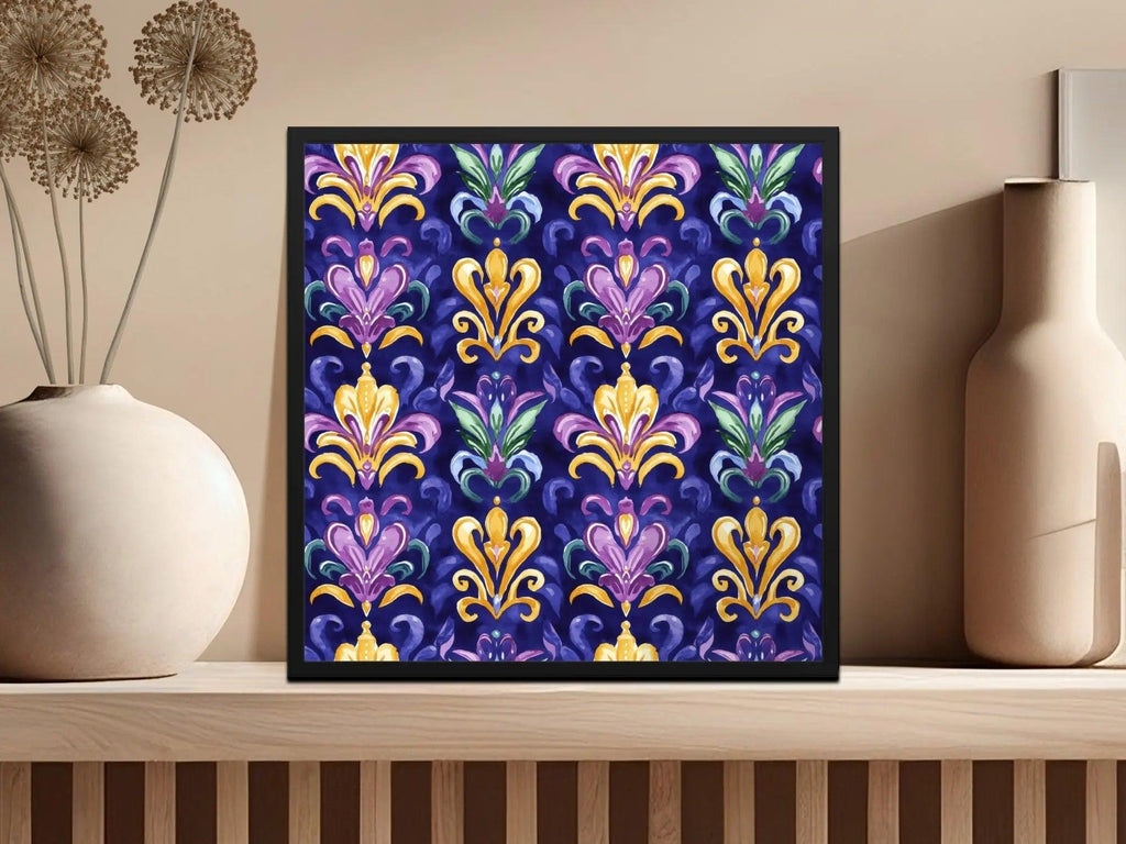 Fleur De Lis Digital Seamless Pattern, Watercolor Repeat, Royal Lily Design, Wallpaper Printable, Purple and Gold Digital, Fabric Design - Moore and Mountain
