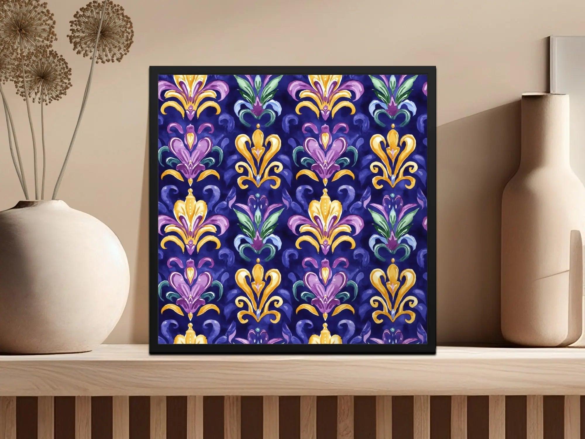 Fleur De Lis Digital Seamless Pattern, Watercolor Repeat, Royal Lily Design, Wallpaper Printable, Purple and Gold Digital, Fabric Design - Moore and Mountain