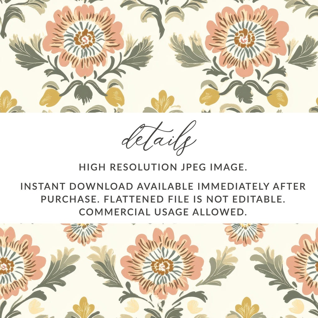 Floral Arrangement Featuring A Seamless Indian Pattern Floral Chintz - Moore and Mountain