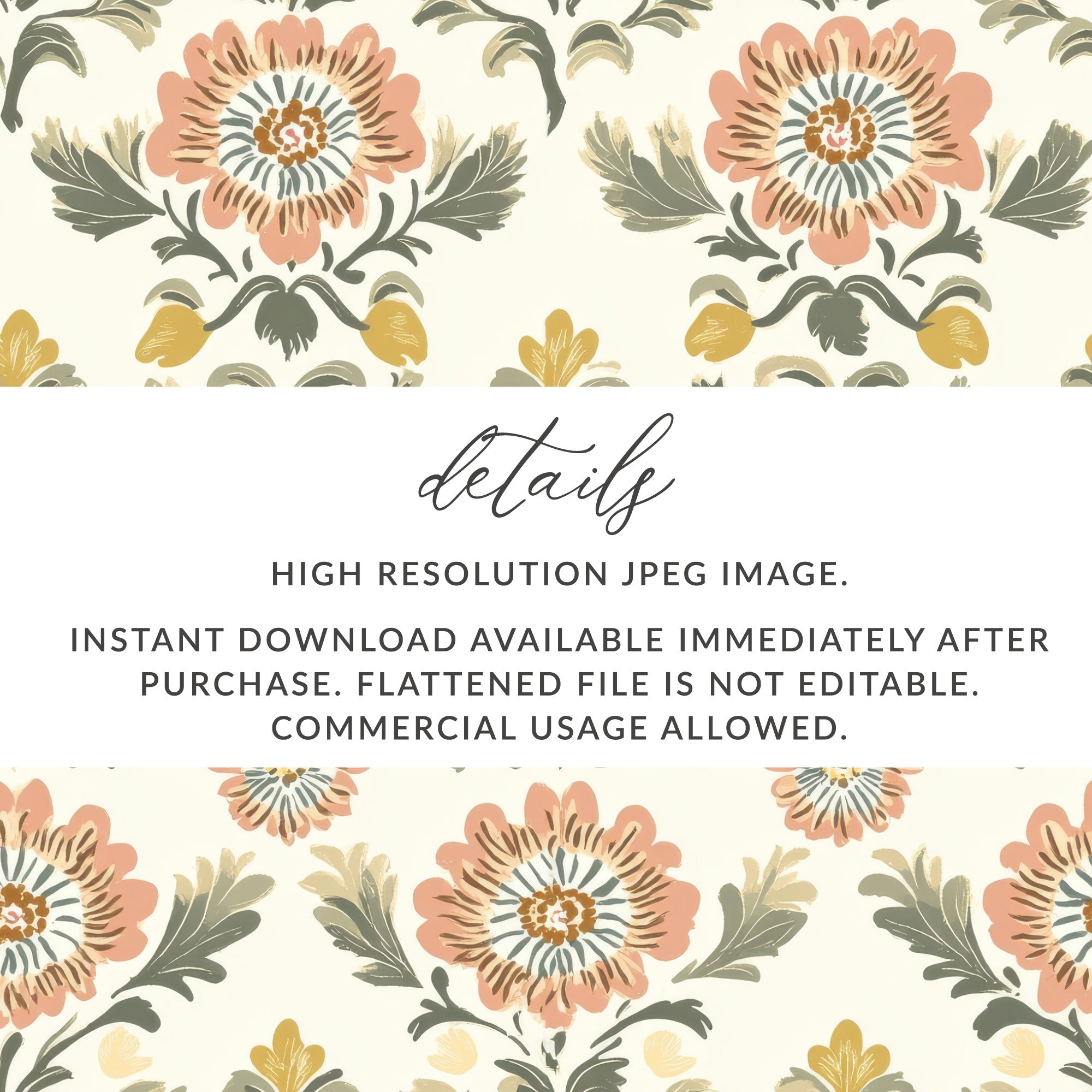Floral Arrangement Featuring A Seamless Indian Pattern Floral Chintz - Moore and Mountain