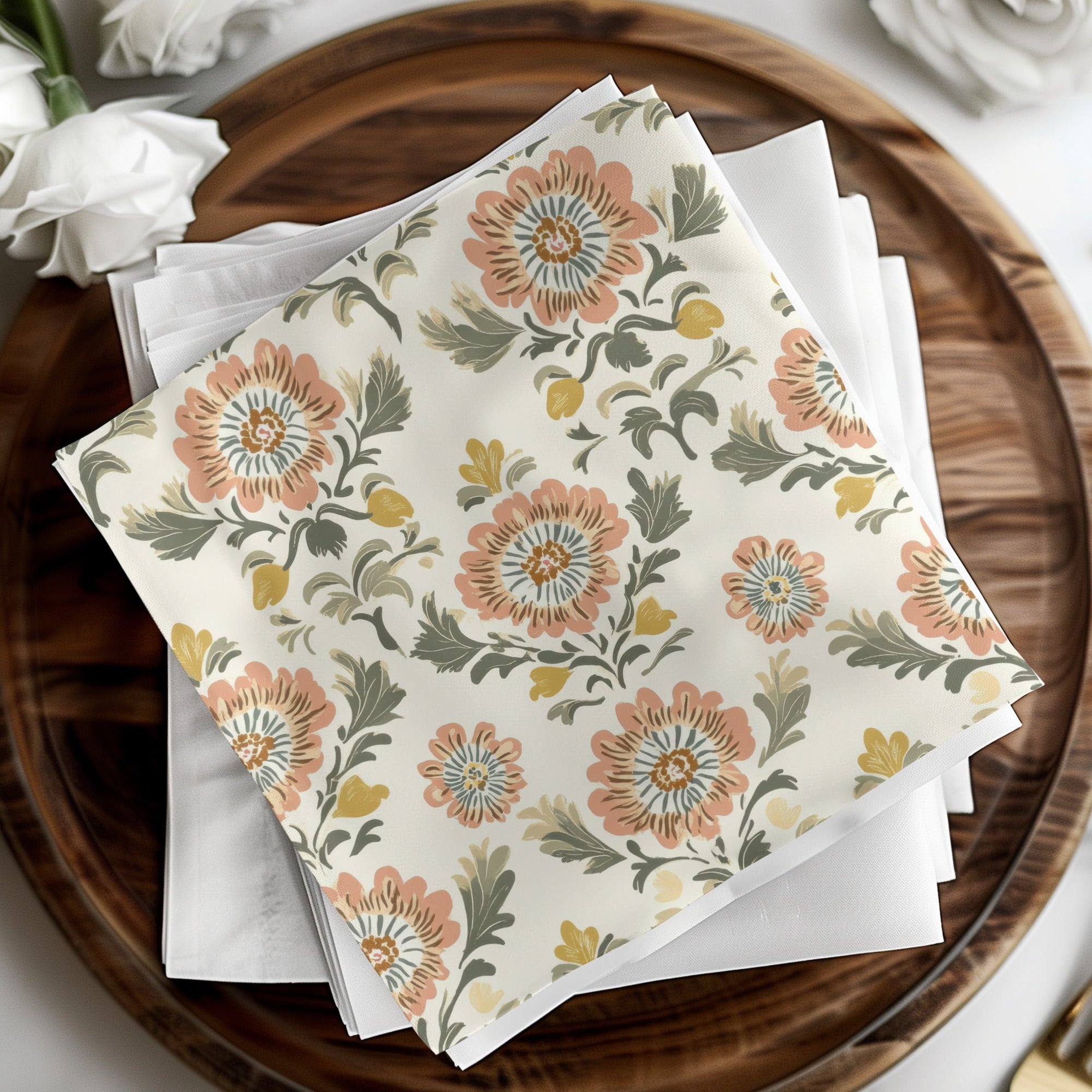Floral Arrangement Featuring A Seamless Indian Pattern Floral Chintz - Moore and Mountain