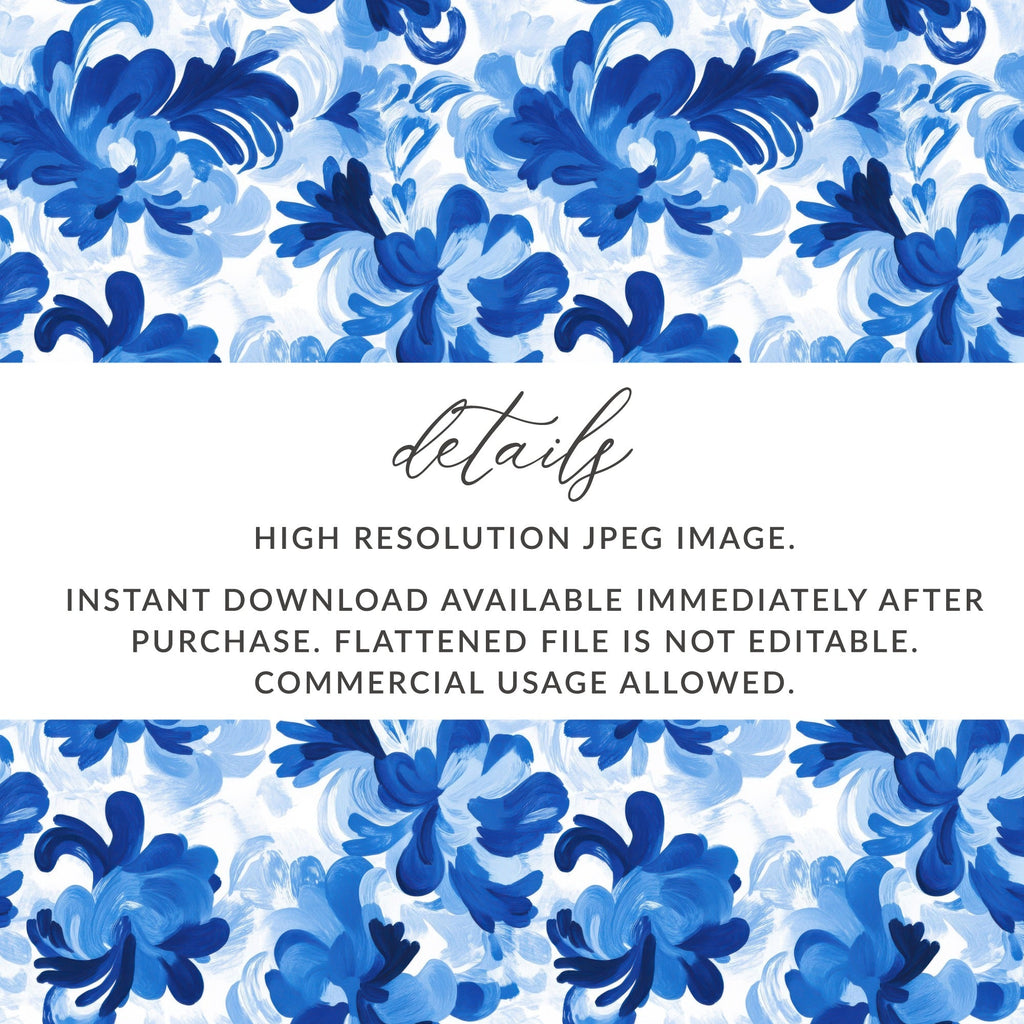 Floral Arrangement on Pattern in Blue Tones Digital - Moore and Mountain