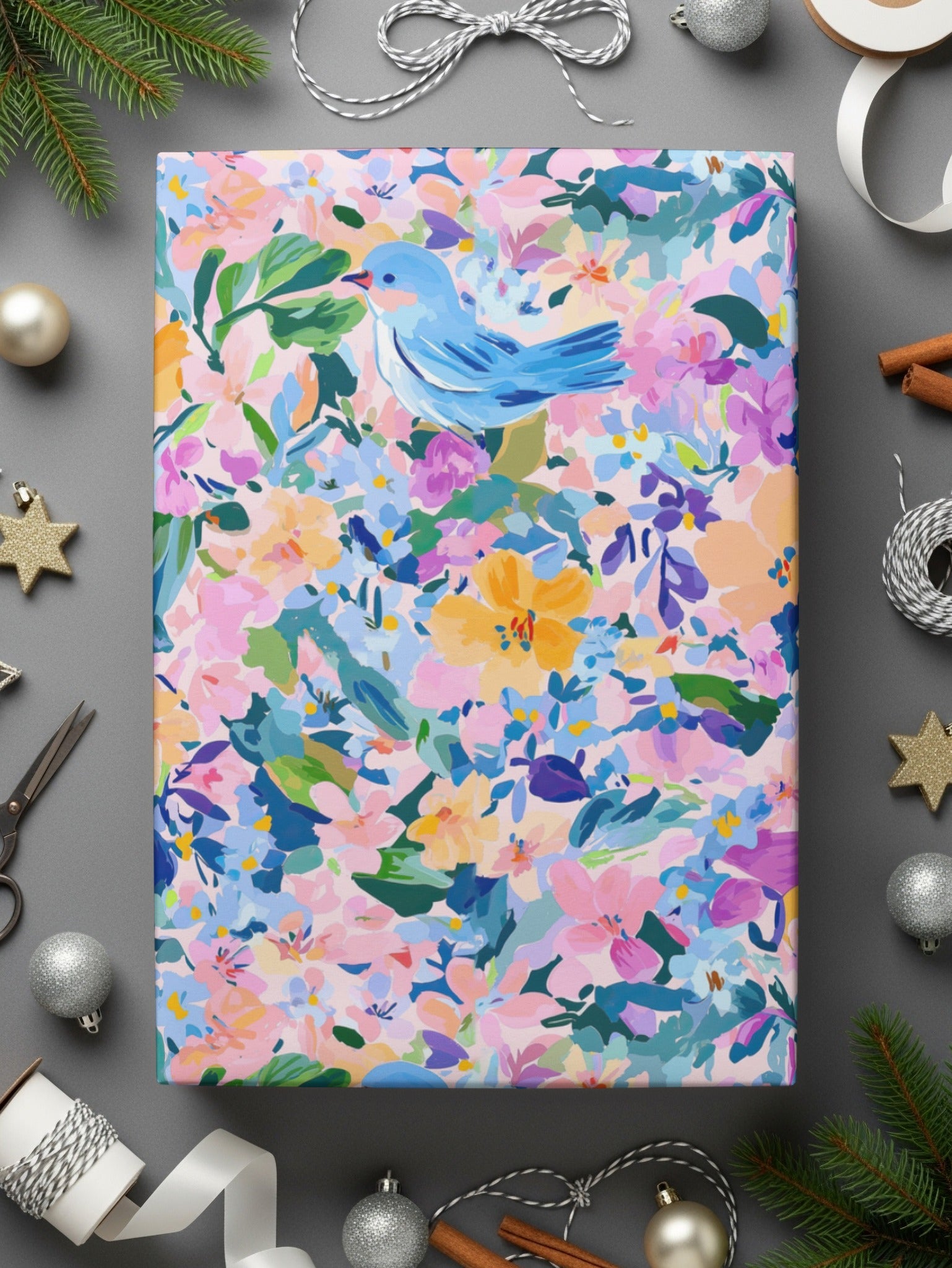 Floral Bird Digital Paper, Seamless Pattern, Fabric Design, Printable Backgrounds, Scrapbooking, Digital Download, Flower Digital - Moore and Mountain