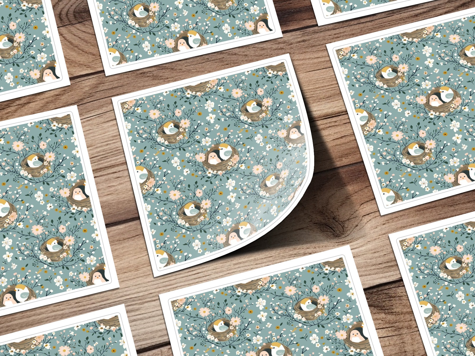Floral Bird Nest Digital Paper, Seamless Pattern, Spring Flowers, Nursery Decor, Pastel Colors, Fabric Design, Scrapbooking, Backgrounds - Moore and Mountain