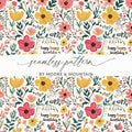 Floral Birthday Digital Paper, Pink Yellow Flower Seamless Pattern, Commercial Use, Digital Download, Scrapbook Paper (130) - Moore and Mountain