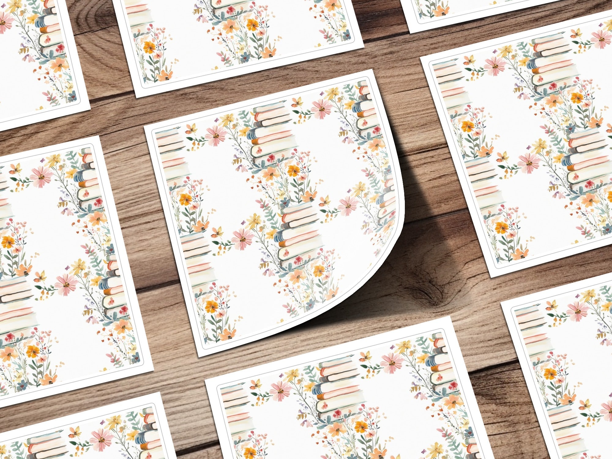 Floral Books Digital Paper, Seamless Pattern for Fabric, Watercolor Flowers Design, Floral Background, Digital Download - Moore and Mountain