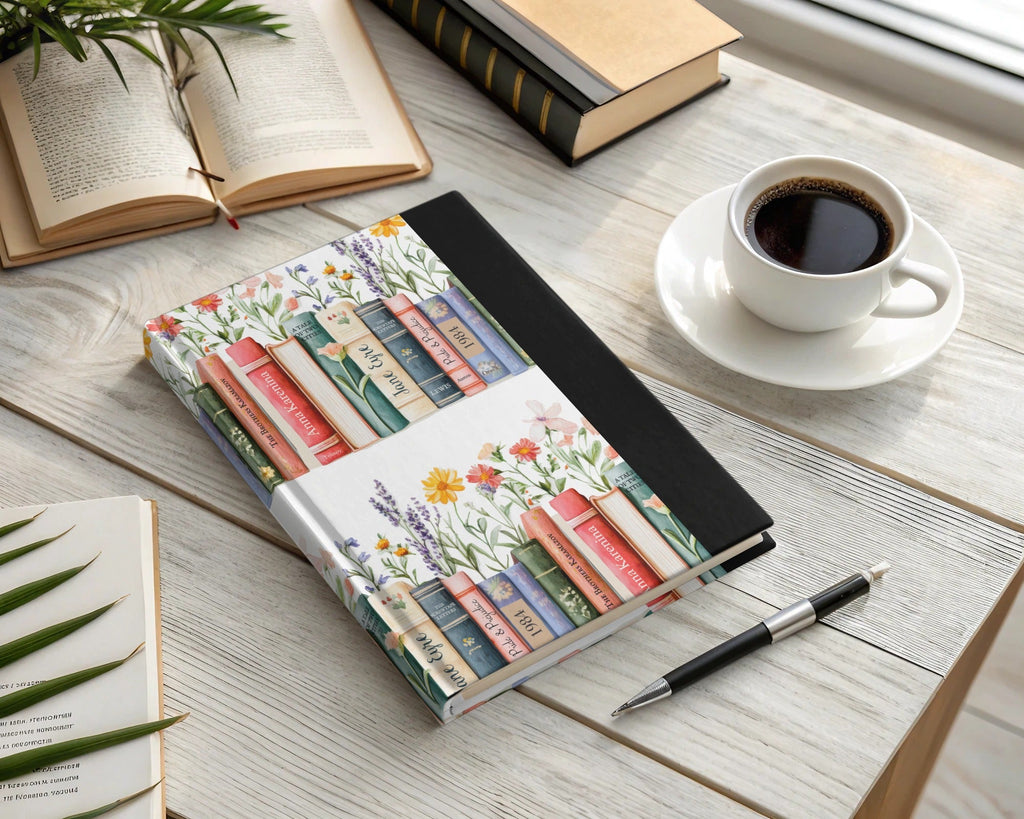Floral Bookshelf Seamless Pattern Digital Paper, Watercolor Book Spine Art, Classic Novel Design, JPEG Download, Reader Gift, Two Scales - Moore and Mountain