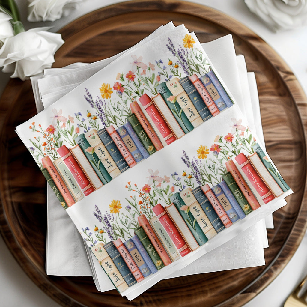 Floral Bookshelf Seamless Pattern Digital Paper, Watercolor Book Spine Art, Classic Novel Design, JPEG Download, Reader Gift, Two Scales - Moore and Mountain
