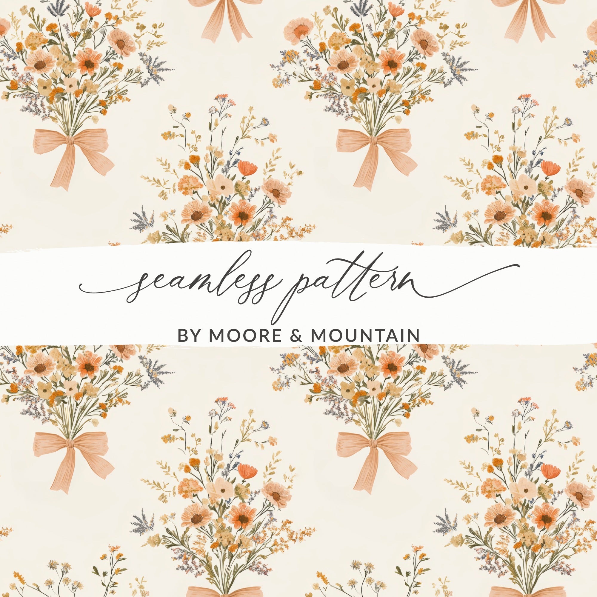Floral Bouquet Seamless Pattern Digital, Flower Pattern, Repeat Pattern, Floral Design, Pastel Pattern, Seamless Digital Paper, Printable - Moore and Mountain