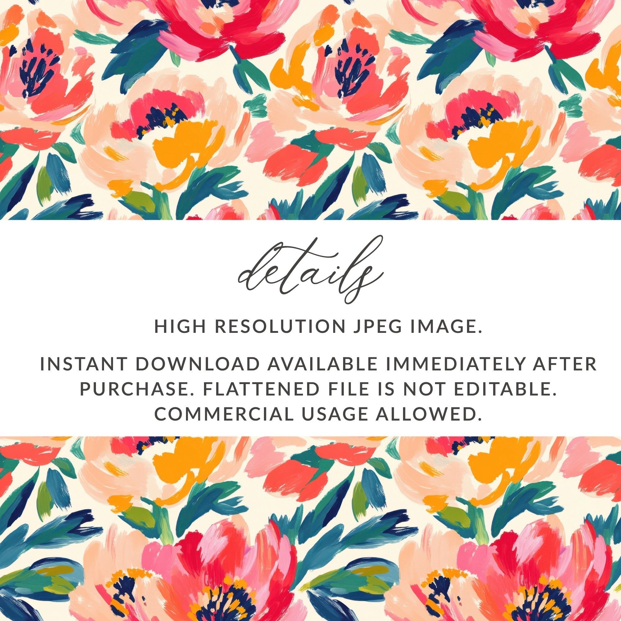 Floral Brushstrokes In Coral And Teal Pattern Digital - Moore and Mountain