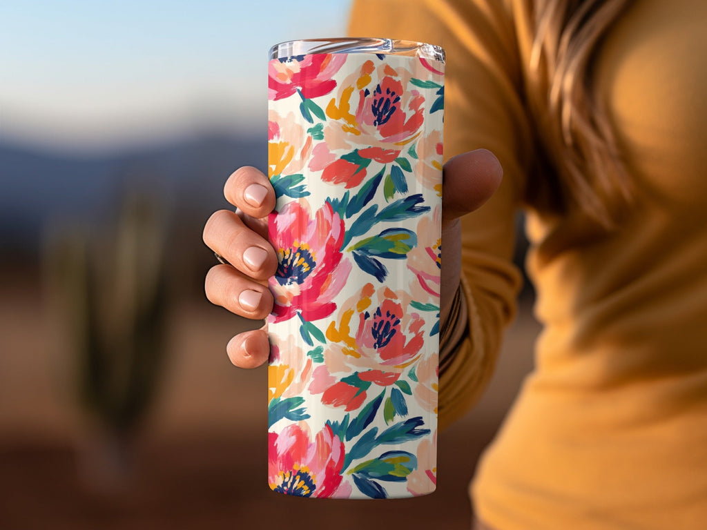 Floral Brushstrokes In Coral And Teal Pattern Digital - Moore and Mountain