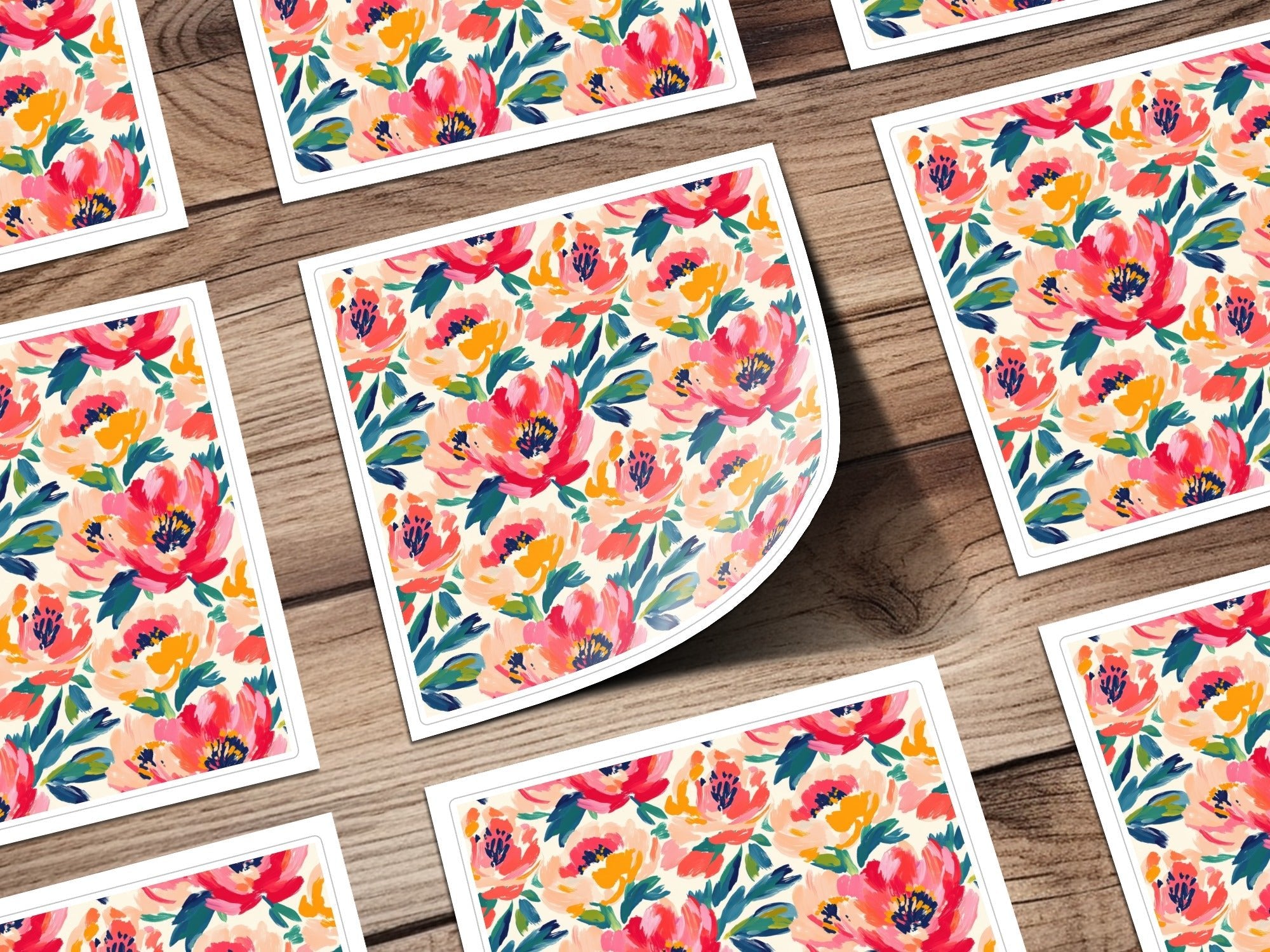 Floral Brushstrokes In Coral And Teal Pattern Digital - Moore and Mountain