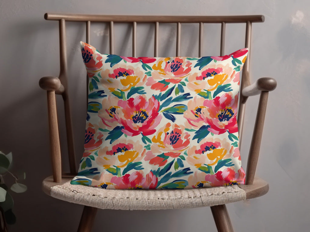 Floral Brushstrokes In Coral And Teal Pattern Digital - Moore and Mountain